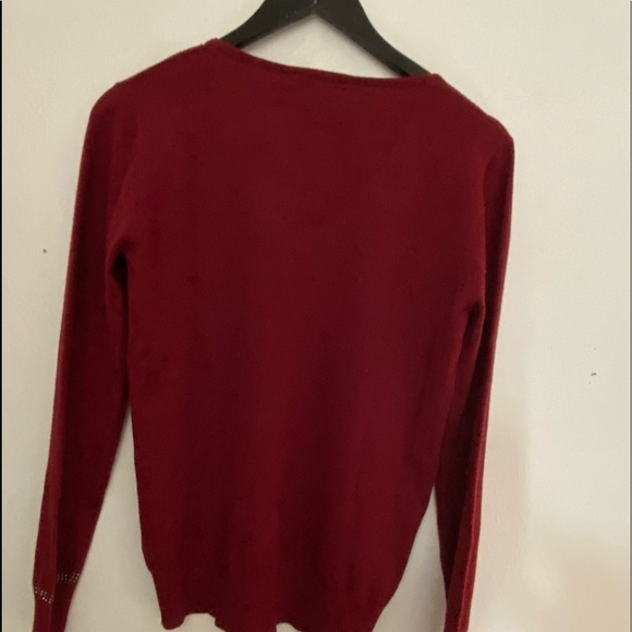 🆕 LIQUID by SIONI Stud Sweater. Burgundy. Sz. S. - Picture 2 of 6